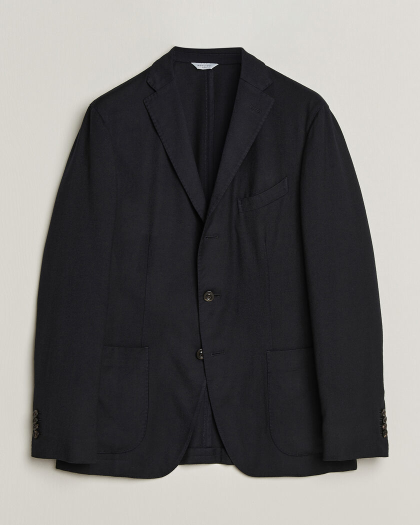 Boglioli K Jacket Soft Touch Flannel Blazer Navy – Blau