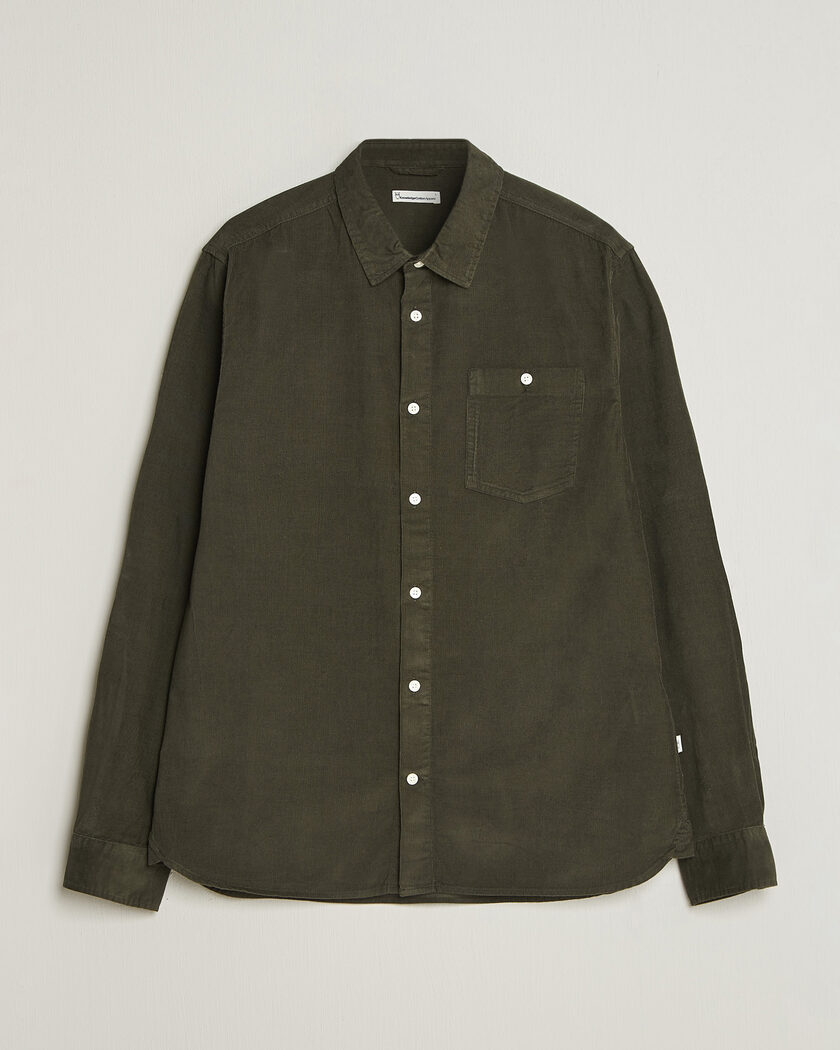 KnowledgeCotton Apparel Regular Fit Cord Shirt Forest Night – Grün