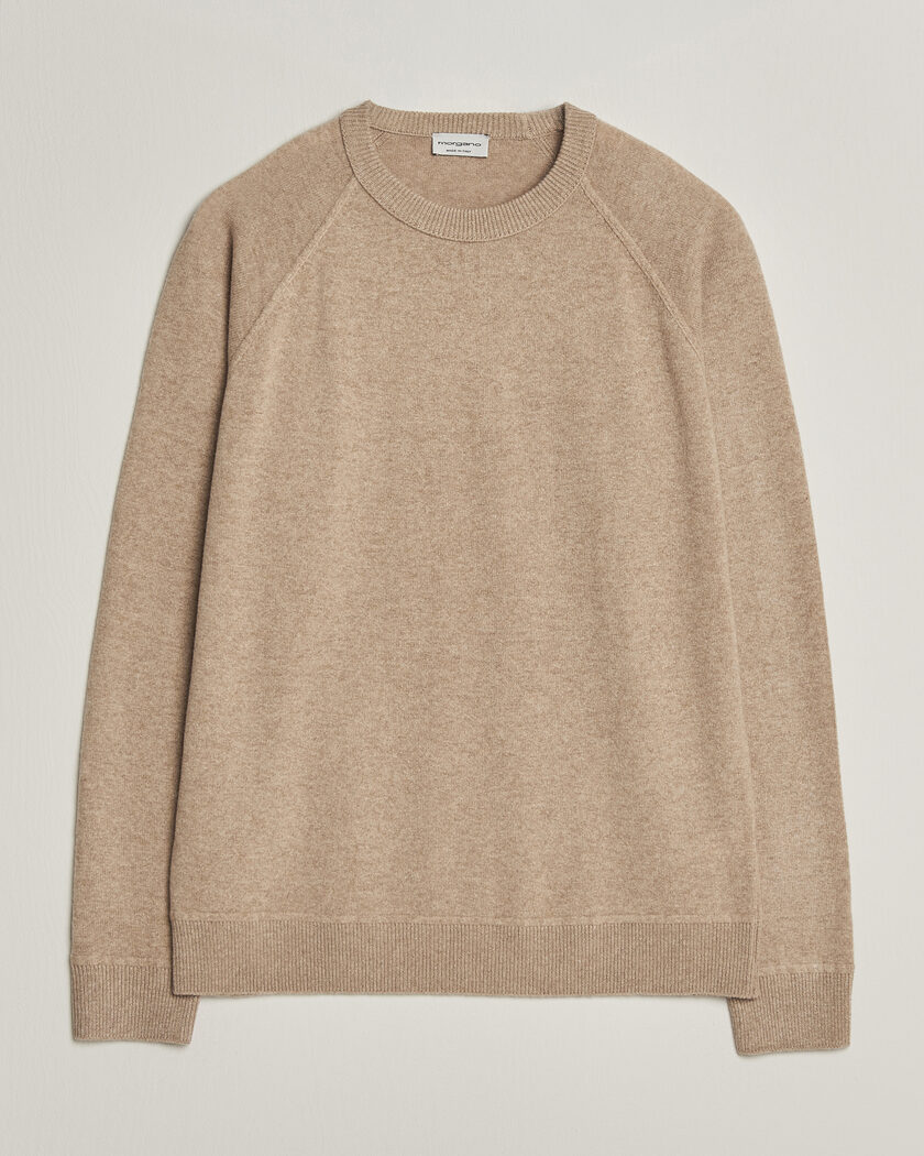 Morgano Wool/Cashmere Raglan Crew Beige – Beige