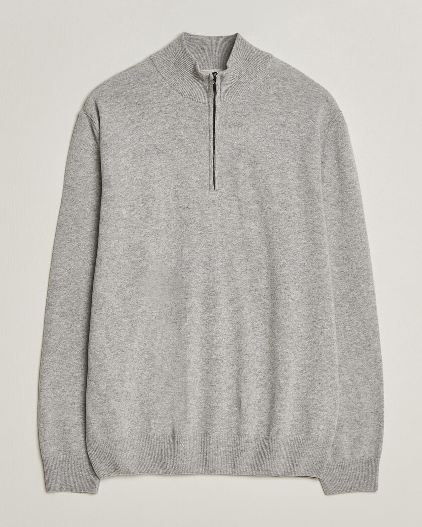 Morgano Wool/Cashmere Half-Zip Mid Grey – Grau