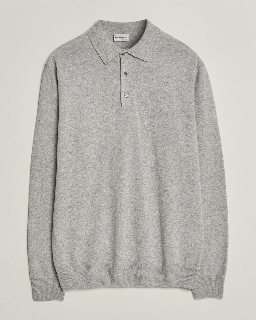 Morgano Wool/Cashmere Polo Mid Grey – Grau