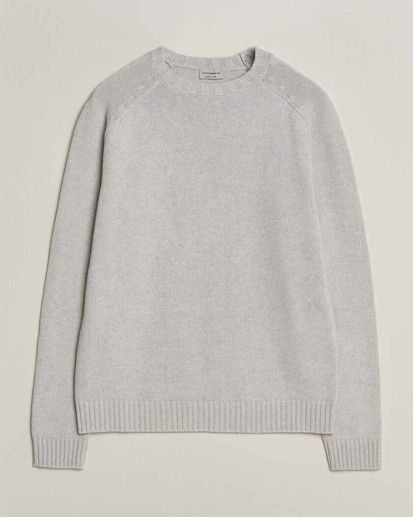 Morgano Heavy Knitted Wool/Cashmere Crewneck Light Grey – Grau