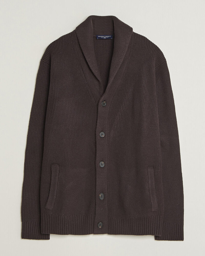 Charles Tyrwhitt Chunky Merino Shawl Neck Cardigan Chocolate – Braun