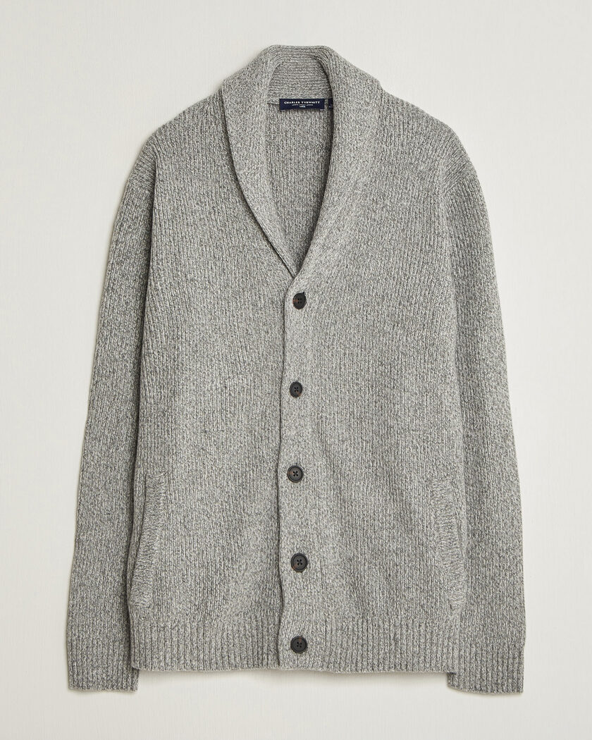 Charles Tyrwhitt Chunky Merino Shawl Neck Cardigan Grey – Grau
