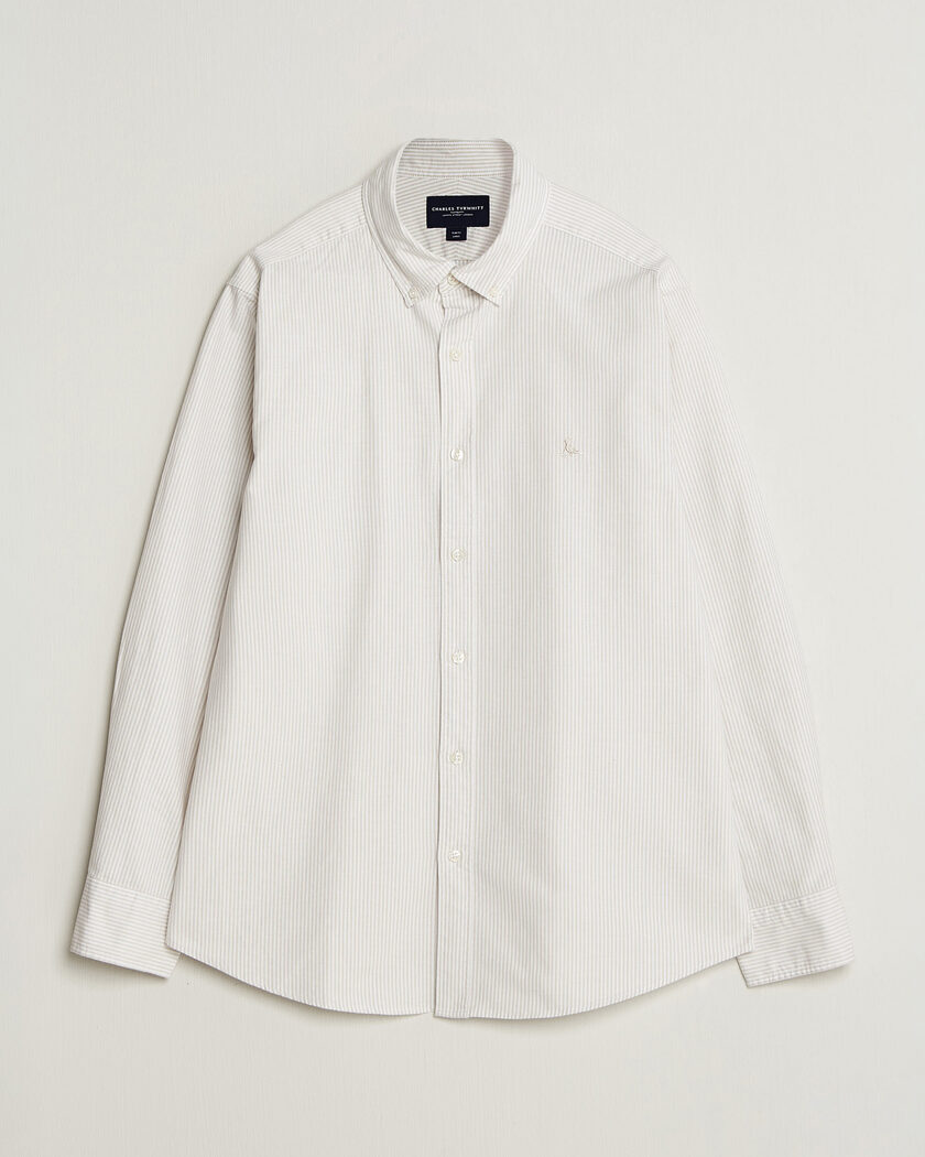 Charles Tyrwhitt Button Down Stretch Oxford Shirt Stone – Weiß
