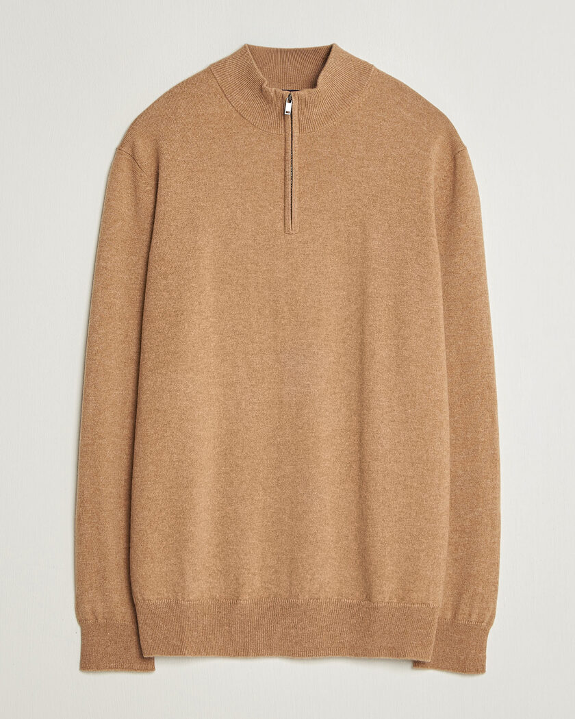 Charles Tyrwhitt Pure Cashmere Zip Neck Jumper Tan – Beige