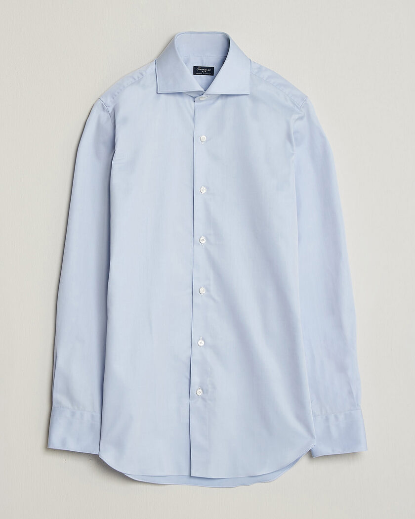 Finamore Napoli Milano Slim Traveller Cotton Shirt Light Blue – Blau