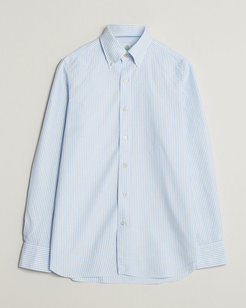 Finamore Napoli Gaeta Oxford Button Down Shirt Light Blue Stripe – Blau