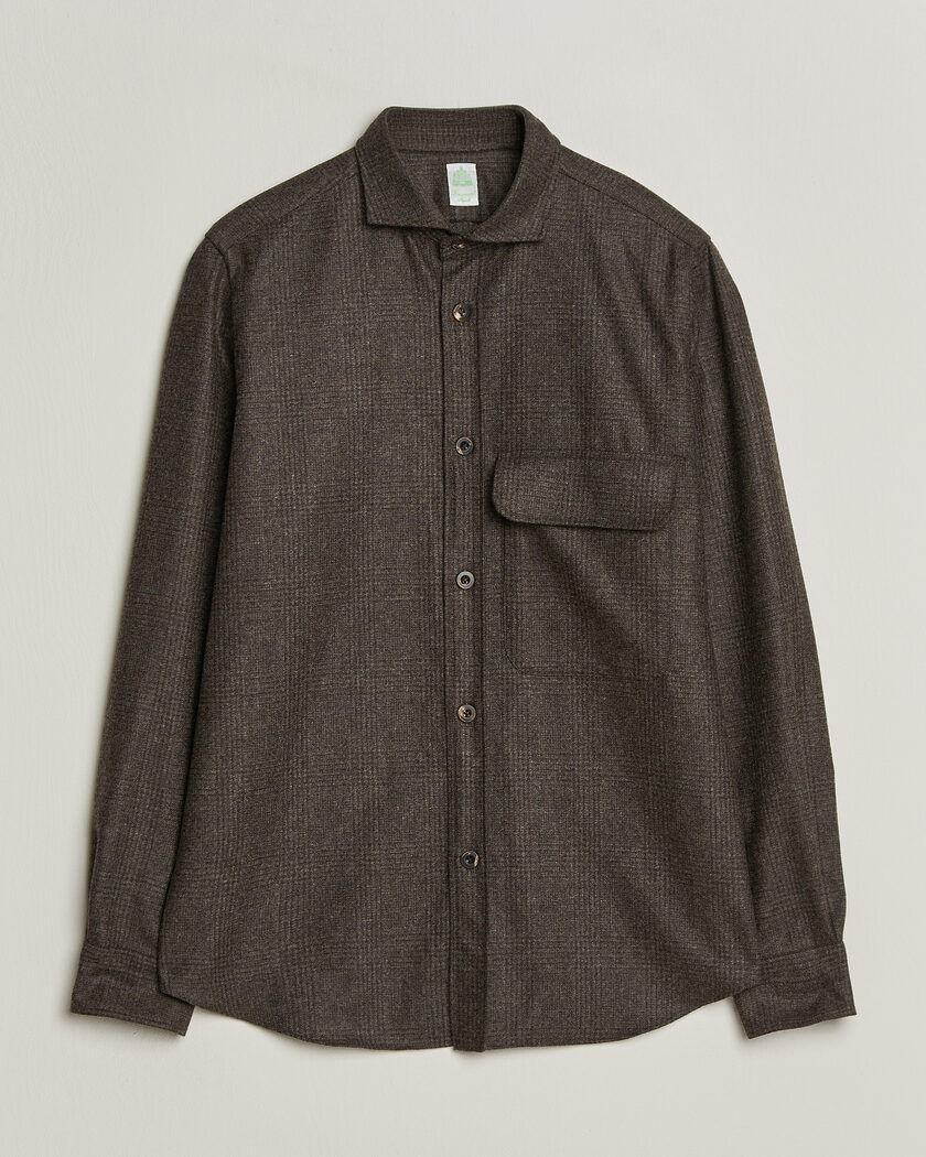 Finamore Napoli Wool Houndstooth Overshirt Dark Brown – Braun