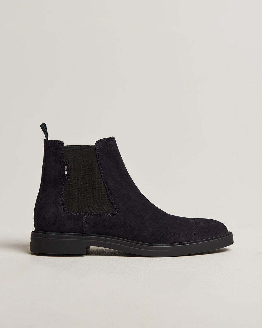 BOSS BLACK Calev Suede Chelsea Boot Dark Blue – Blau