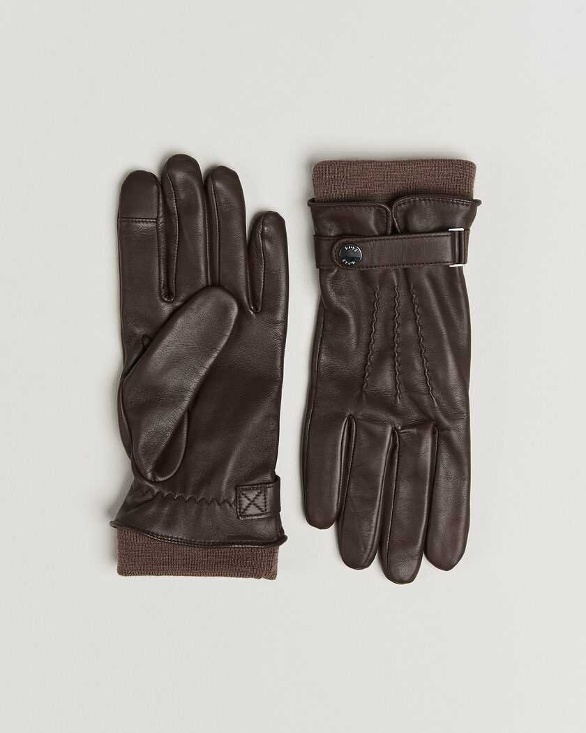 BOSS BLACK Hyden Leather Glove Dark Brown – Braun