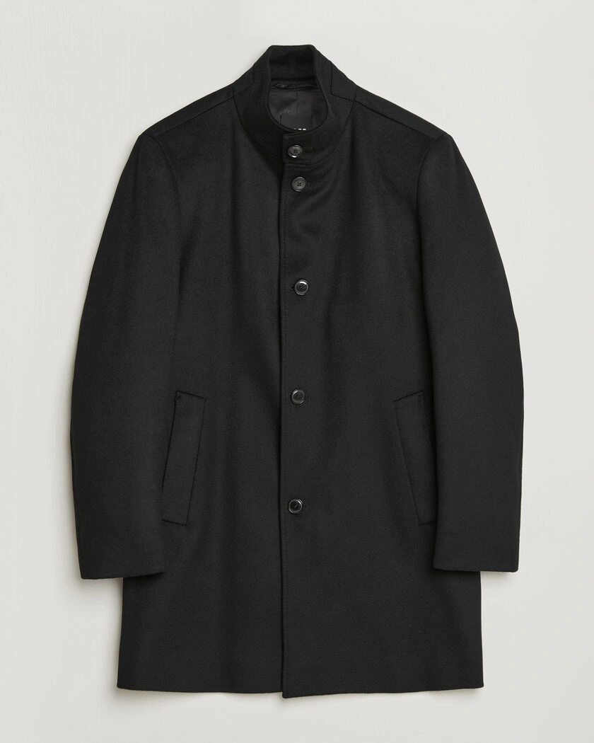 BOSS BLACK Hyde Wool Stand Up Collar Coat Black – Schwarz