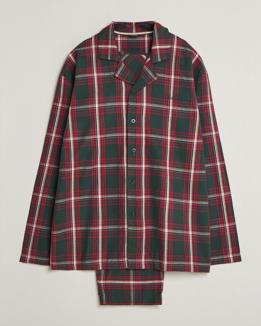 BOSS BLACK Checked Flannel Pyjama Set Open Red – Rot