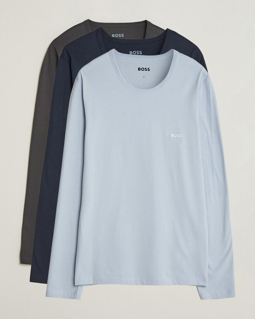 BOSS BLACK 3-Pack Long Sleeve T-Shirt Blue/Navy/Grey – Mehrfarbig