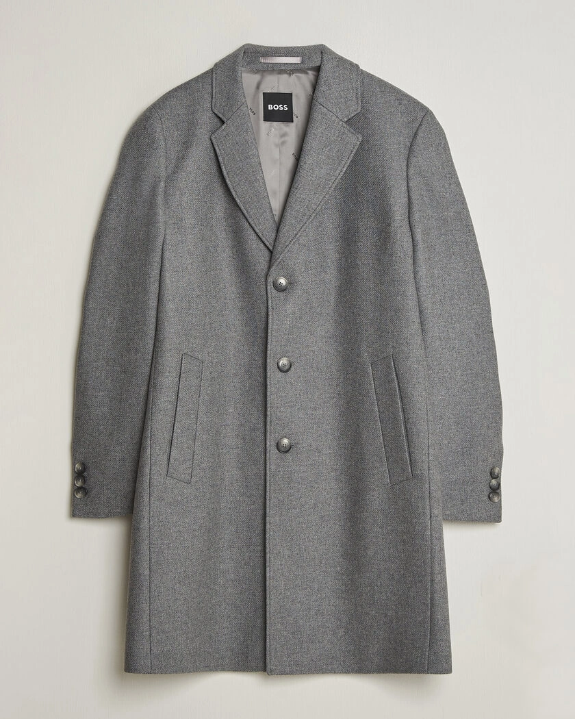BOSS BLACK Hyde Wool Coat Medium Grey – Grau