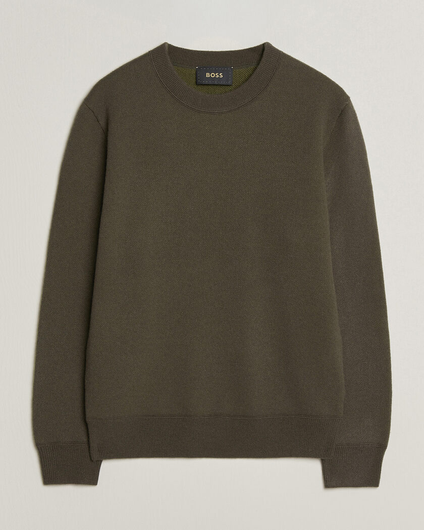 BOSS CAMEL Farrison Cashmere Knitted Sweater Open Green – Grün