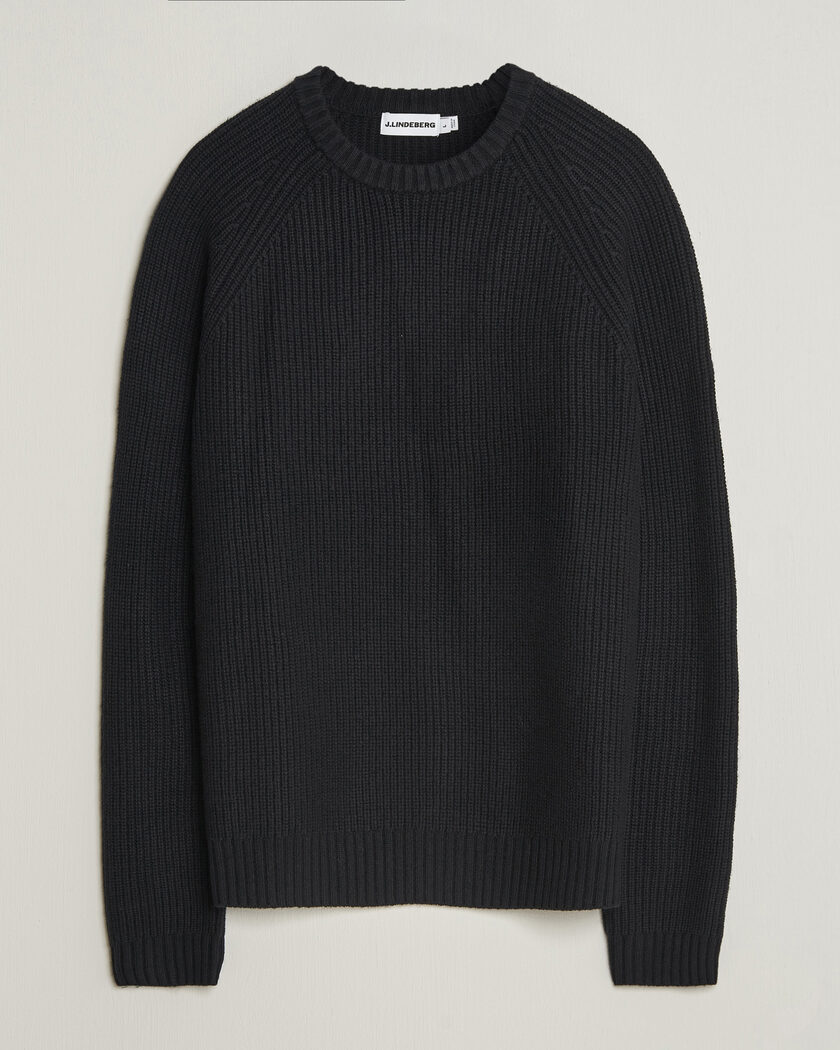 J.Lindeberg Hallow Wool Blend Knitted Sweater Black – Schwarz