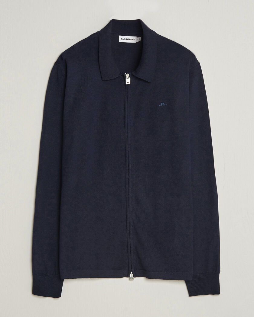 J.Lindeberg Kaleb Merino Full Zip JL Navy – Blau