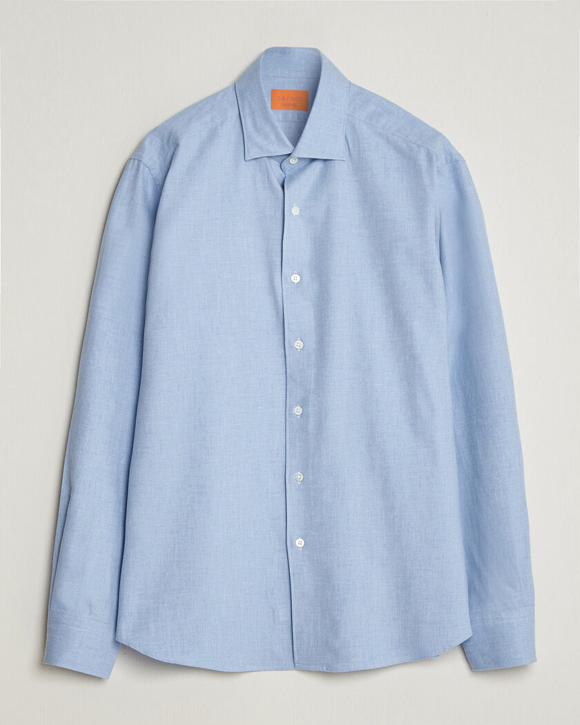 Grigio Washed Flannel Shirt Light Blue – Blau