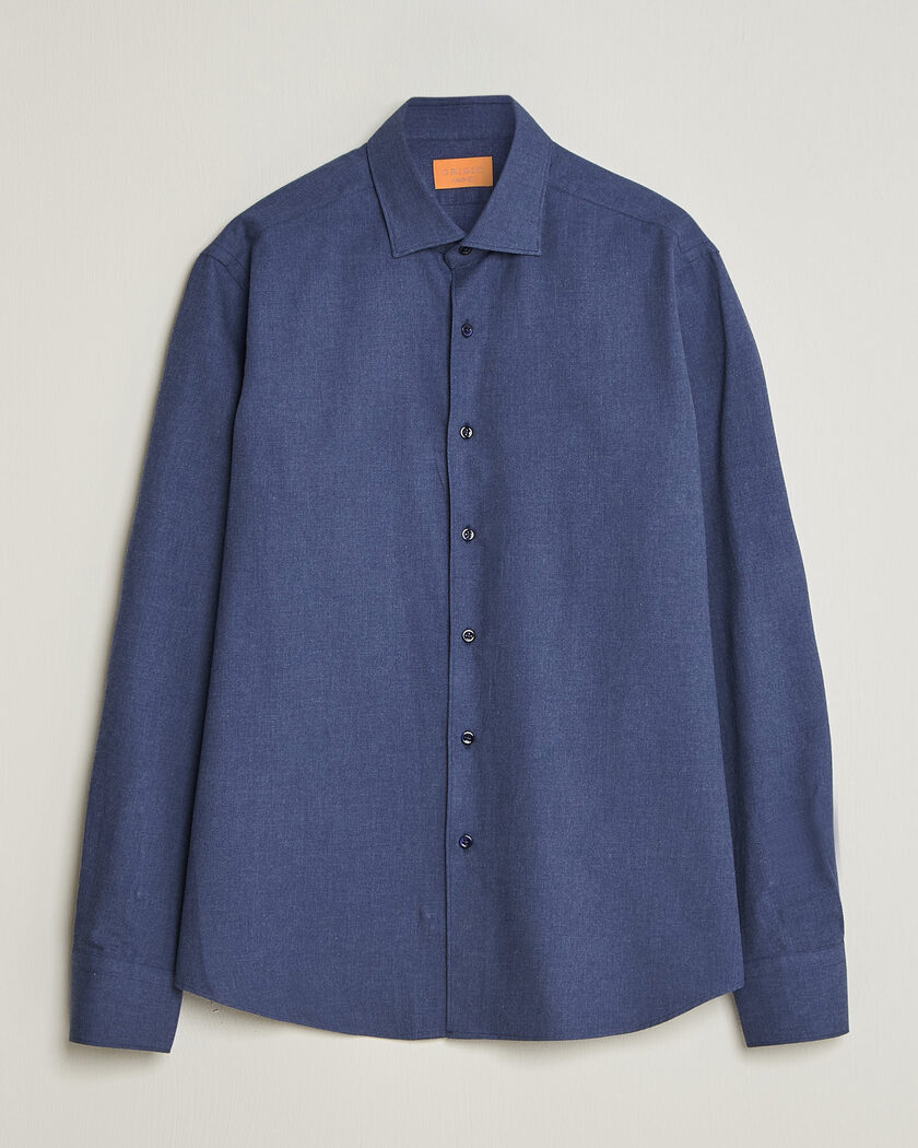 Grigio Washed Flannel Shirt Navy – Blau