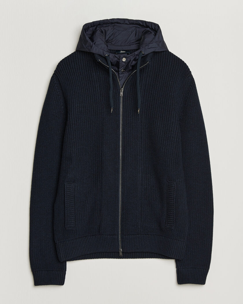 Herno Full Zip Knit Cardigan Navy – Blau