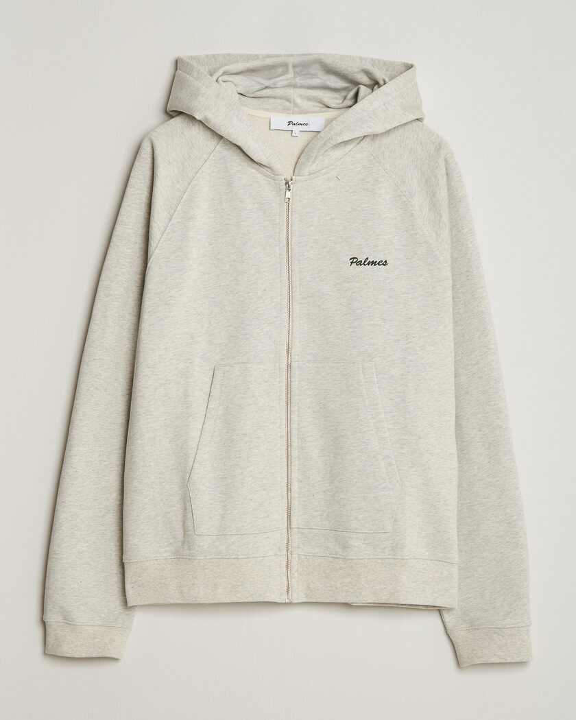 Palmes Logo Zip Hoodie Grey Melange – Grau