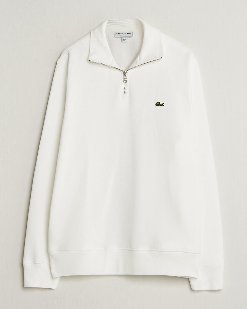 Lacoste Rib Interlock Half Zip Flour – Weiß