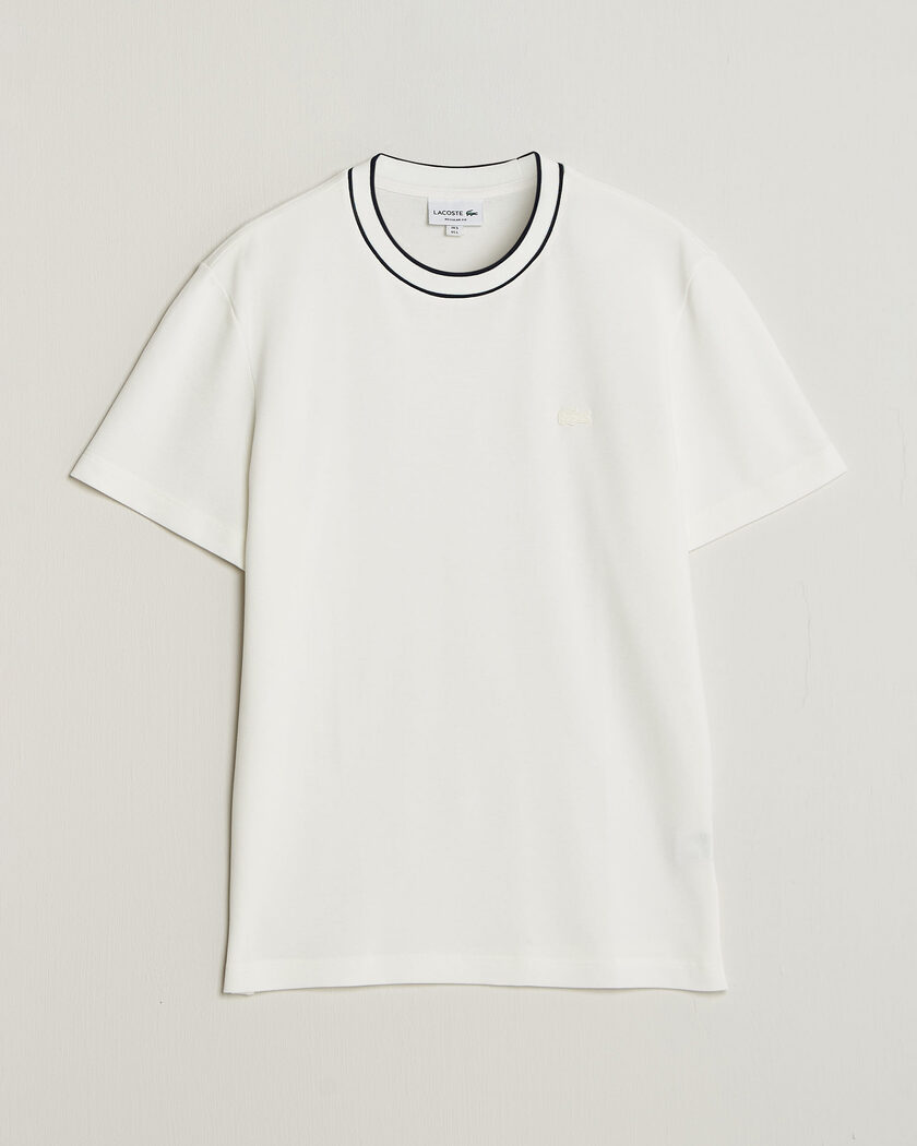 Lacoste Contrast Rib Piqué T-Shirt Flour – Weiß
