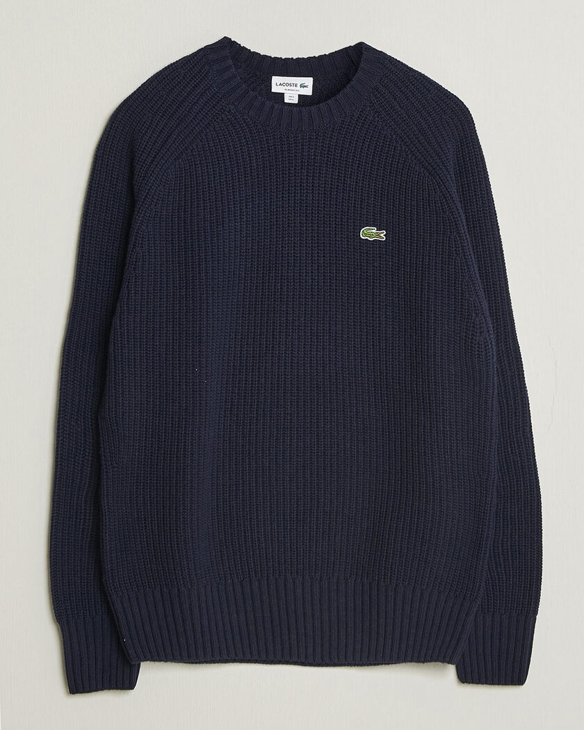  Lacoste Heavy Wool Knitted Sweater Navy Blue – Blau