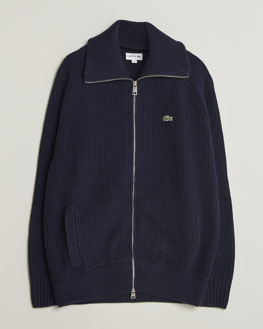 Lacoste Heavy Wool Knitted Full Zip Navy Blue – Blau