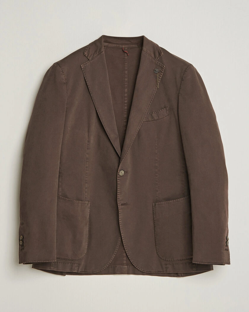Santaniello Washed Cotton Patch Pocket Blazer Brown – Braun