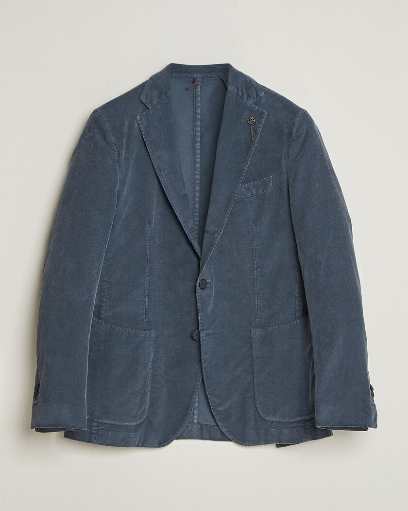 Santaniello Corduroy Patch Pocket Blazer Iron Blue – Blau
