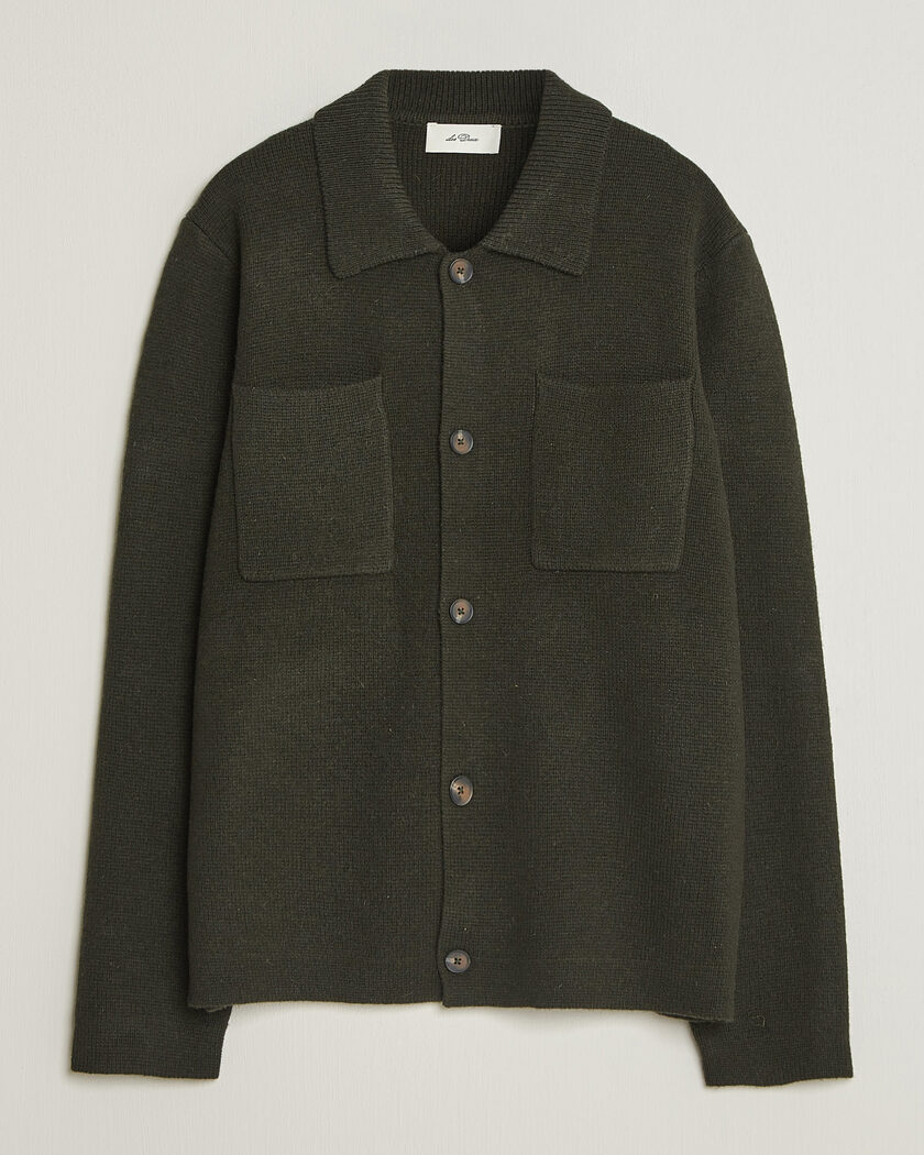 LES DEUX Milano Knit Overshirt Rosin Green – Grün