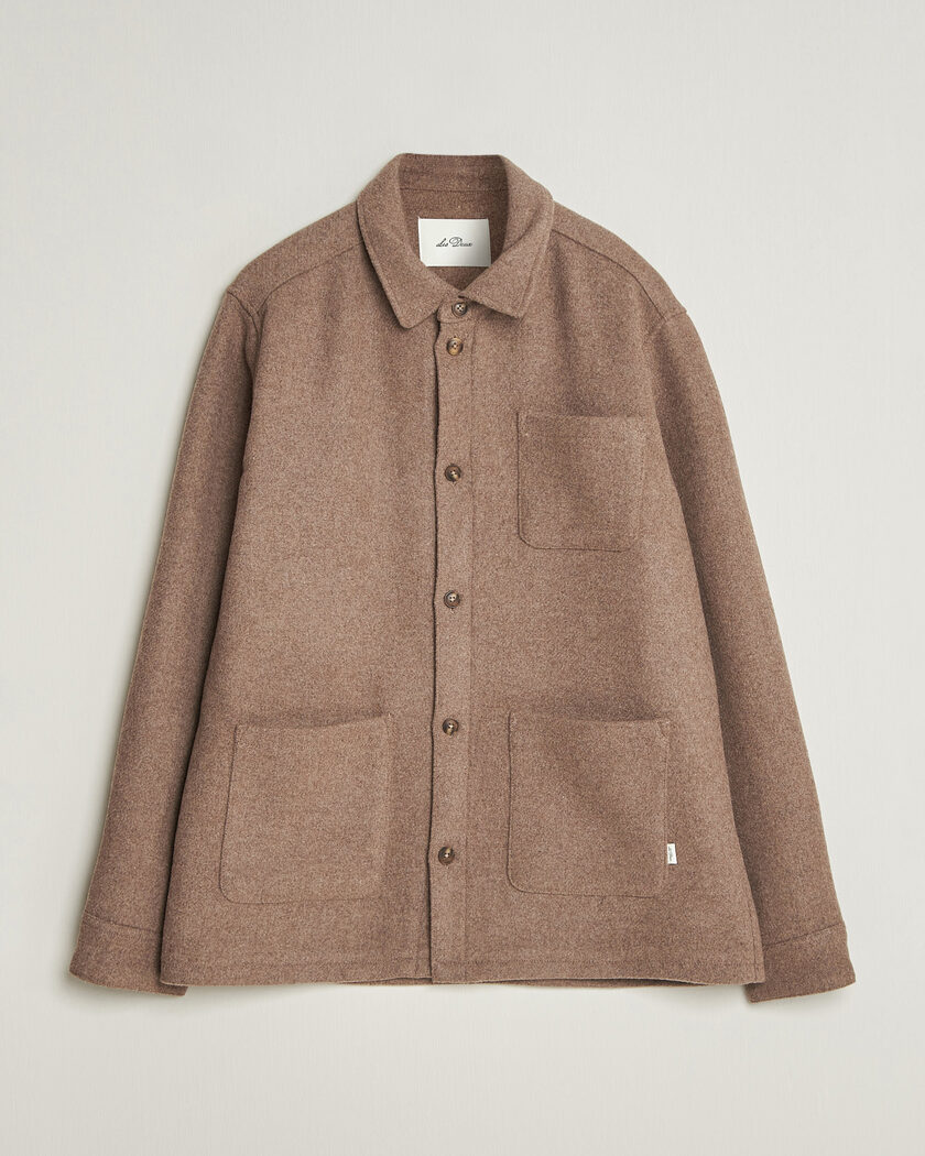 LES DEUX Wool Overshirt Dark Sand Melange – Braun