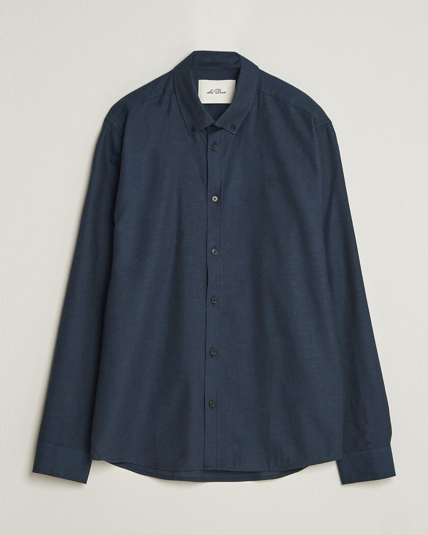 LES DEUX Soft Flannel Shirt Dark Navy – Blau