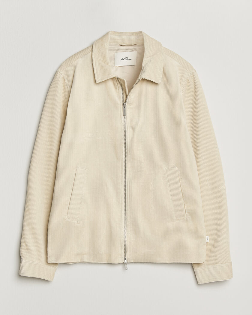 LES DEUX Corduroy Zipper Coach Jacket Ivory – Weiß
