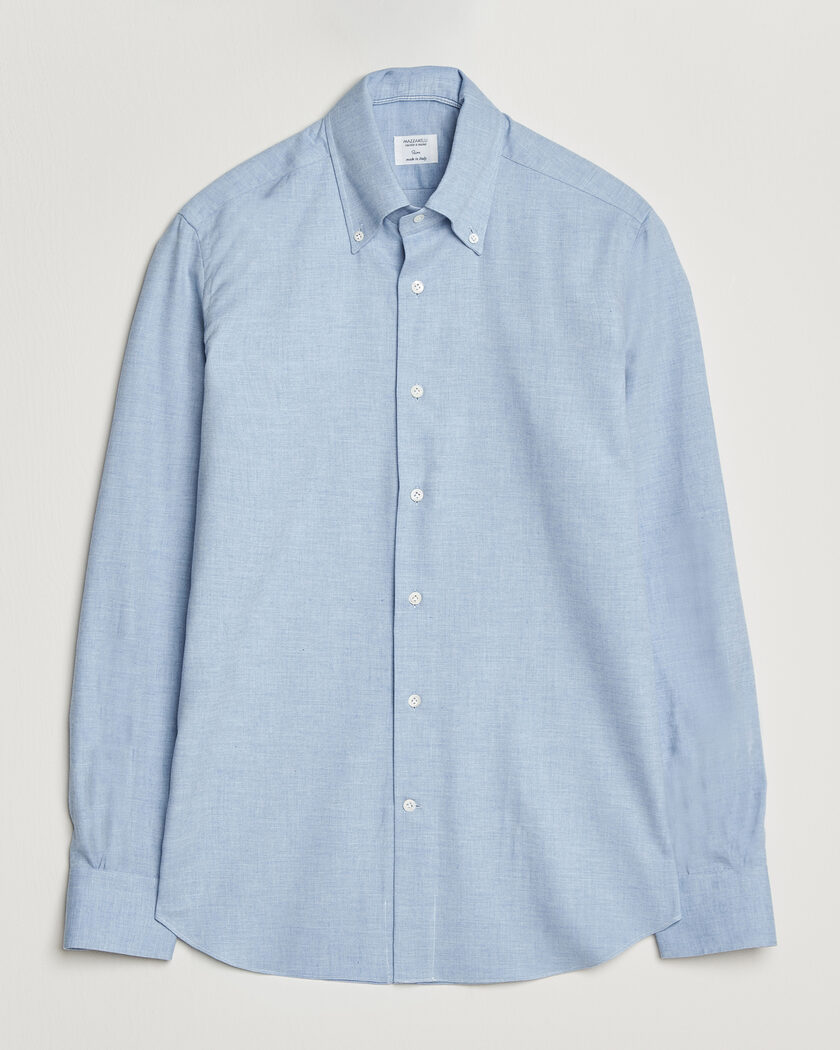 Mazzarelli Soft Flannel Button Down Shirt Light Blue – Blau