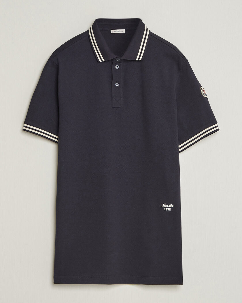 Moncler Contrast Collar Polo Navy – Blau