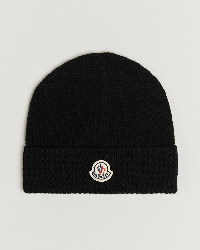 Moncler Rib Wool Beanie Black – Schwarz