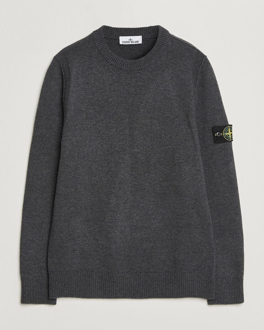 Stone Island Knitted Lambswool Crew Neck Melange Lead – Grau