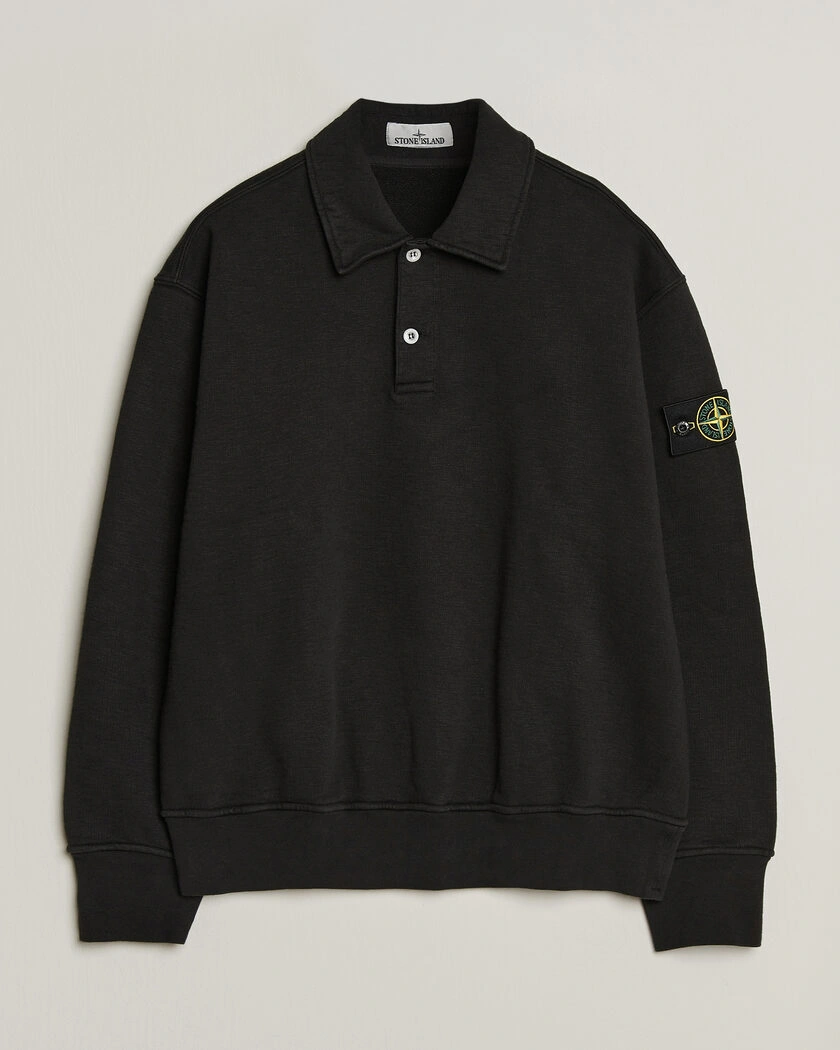 Stone Island Tubular Cotton Fleece Polo Black – Schwarz