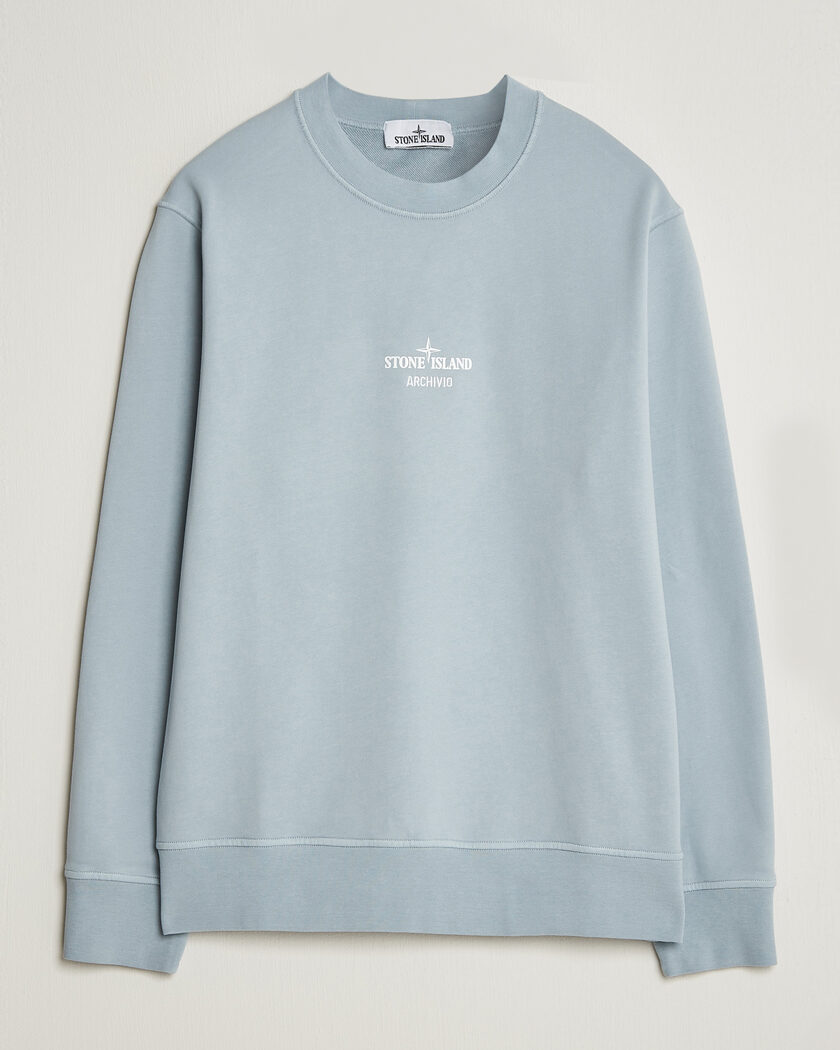 Stone Island Cotton Fleece Archivio Print Sweatshirt Ash Grey – Blau