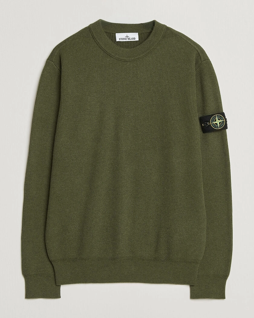  Stone Island Ribbed Soft Organic Cotton Crew Neck Military Green – Grün
