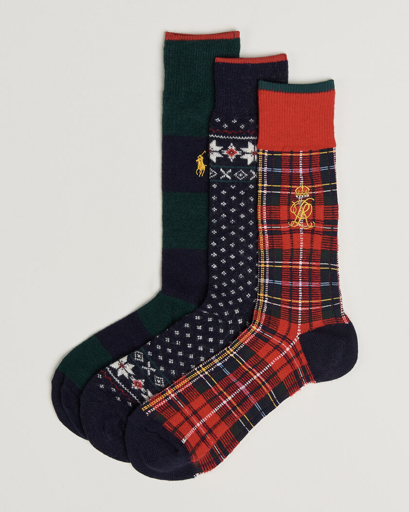 Polo Ralph Lauren 3-Pack Lambswool Sock Hunter Multi – Mehrfarbig
