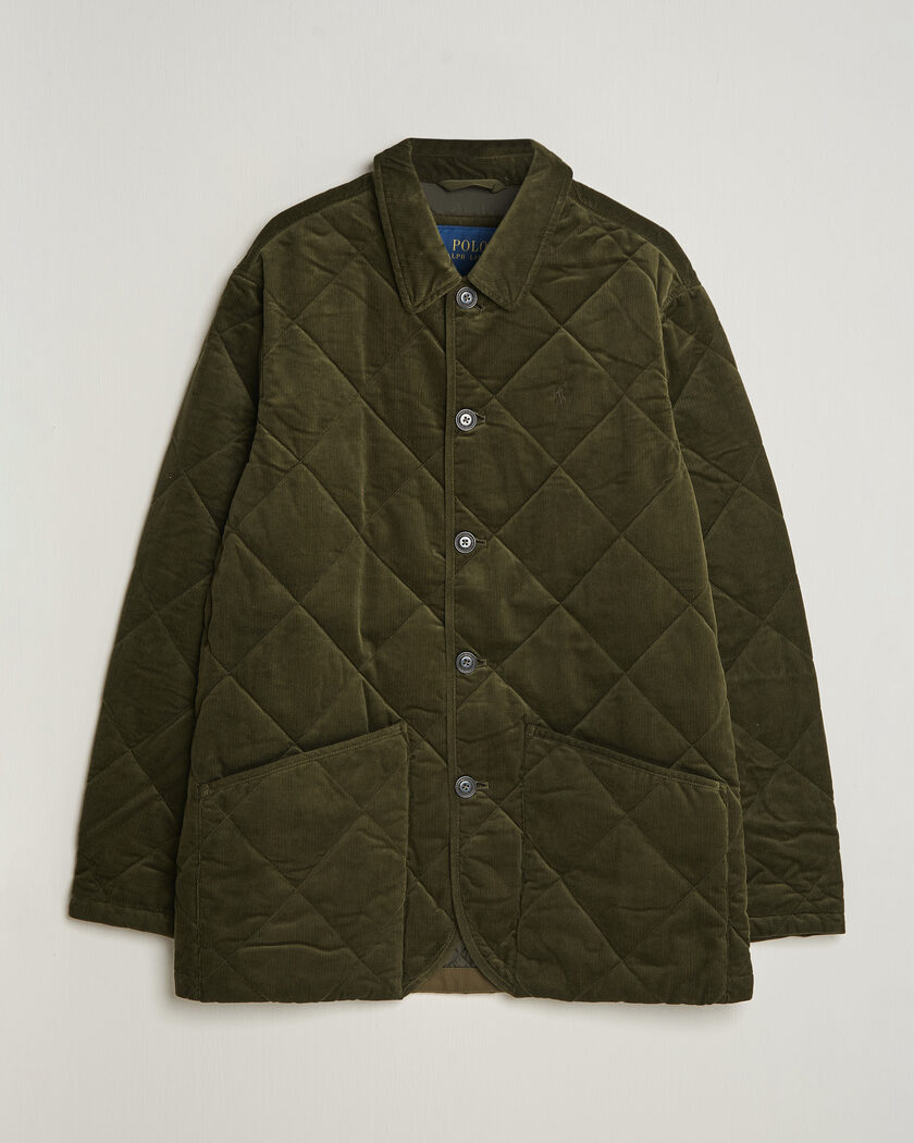 Polo Ralph Lauren Quilted Corduroy Car Coat Company Olive – Grün