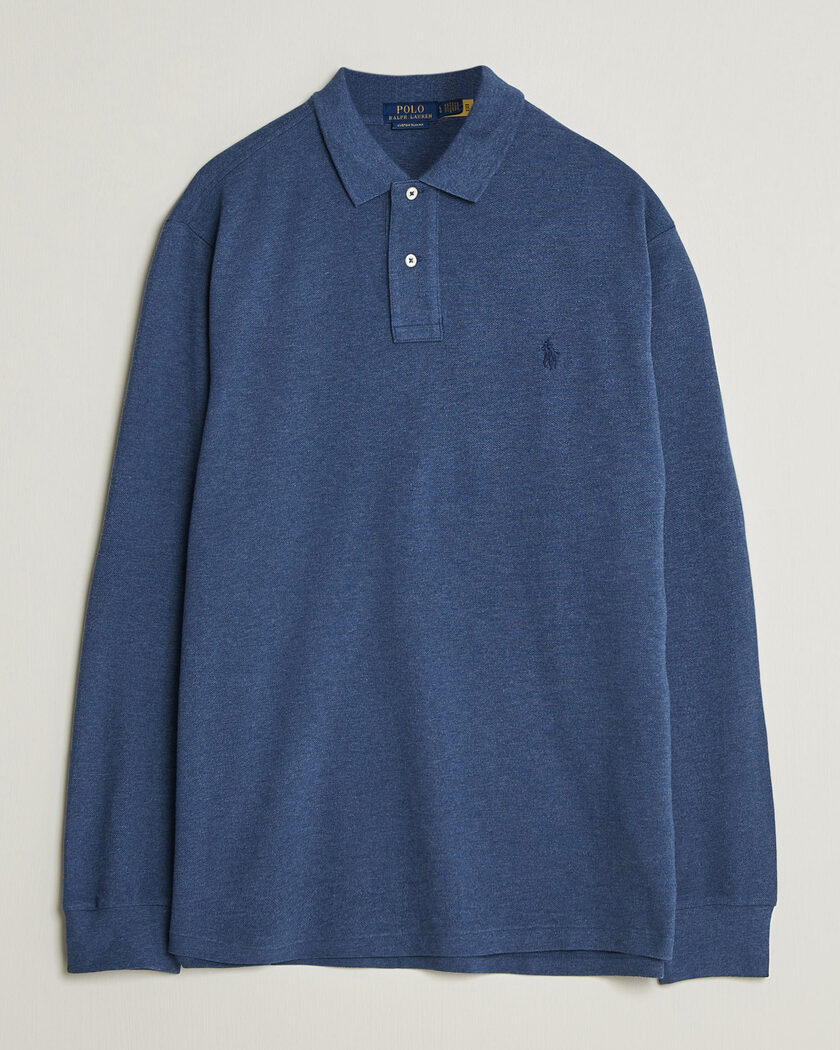Polo Ralph Lauren Custom Slim Fit Long Sleeve Polo Derby Blue Heather – Blau