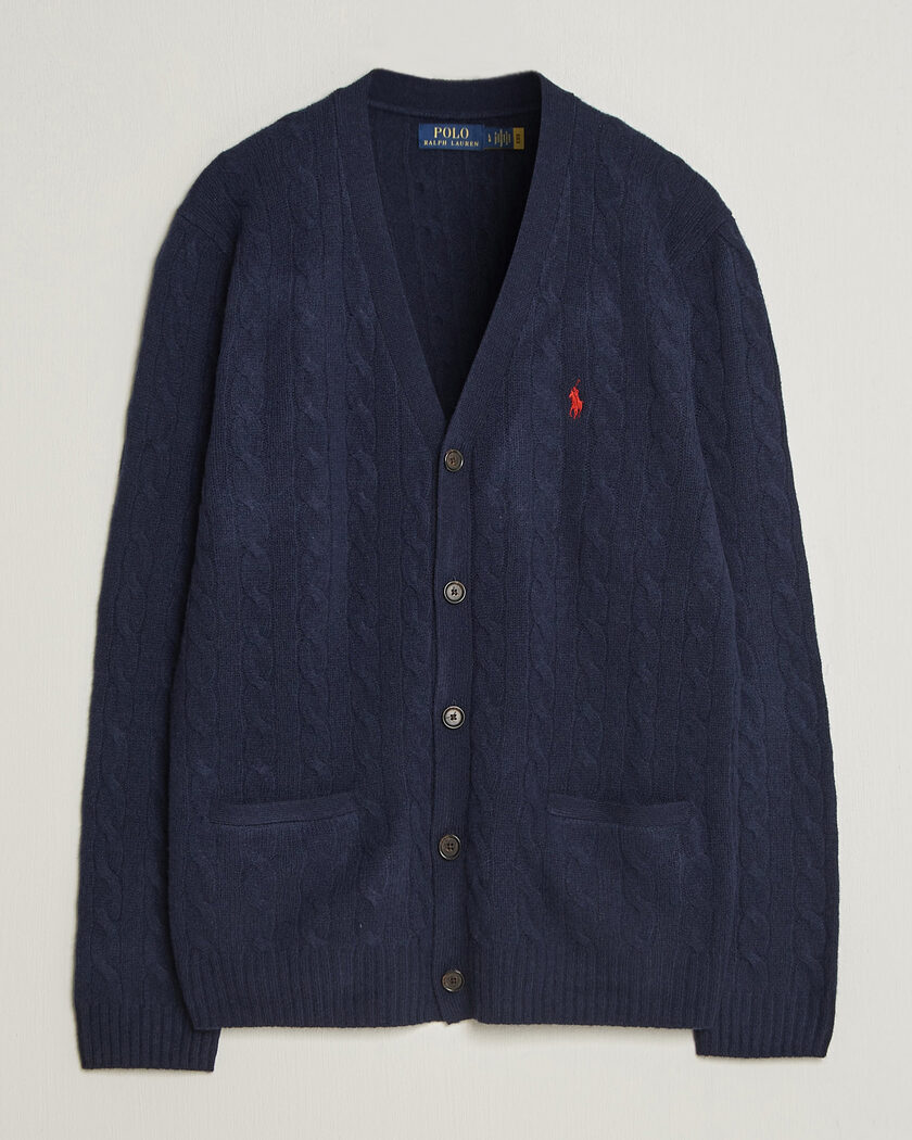  Polo Ralph Lauren Wool/Cashmere Cable Cardigan Hunter Navy – Blau