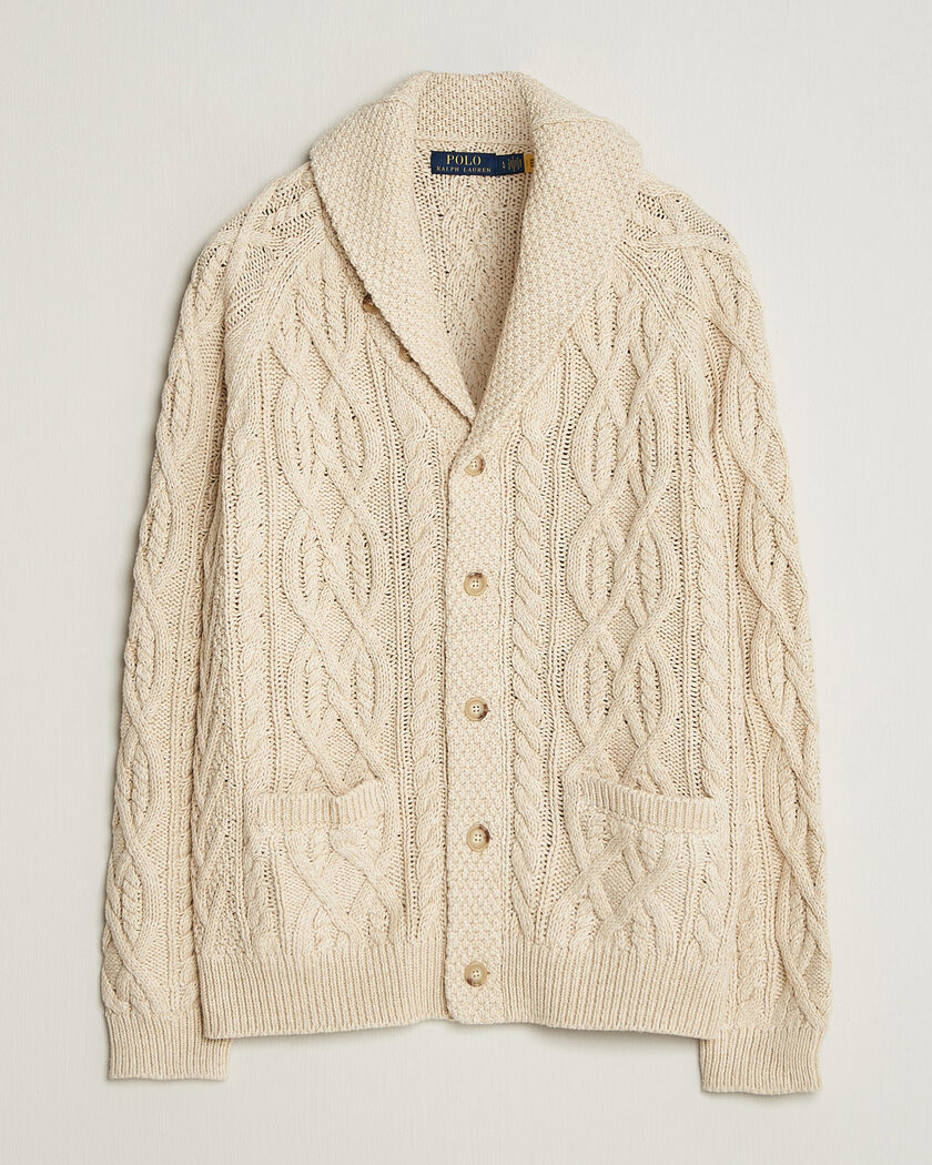 Polo Ralph Lauren Cotton Marl Cardigan Oatmeal Combo – Weiß