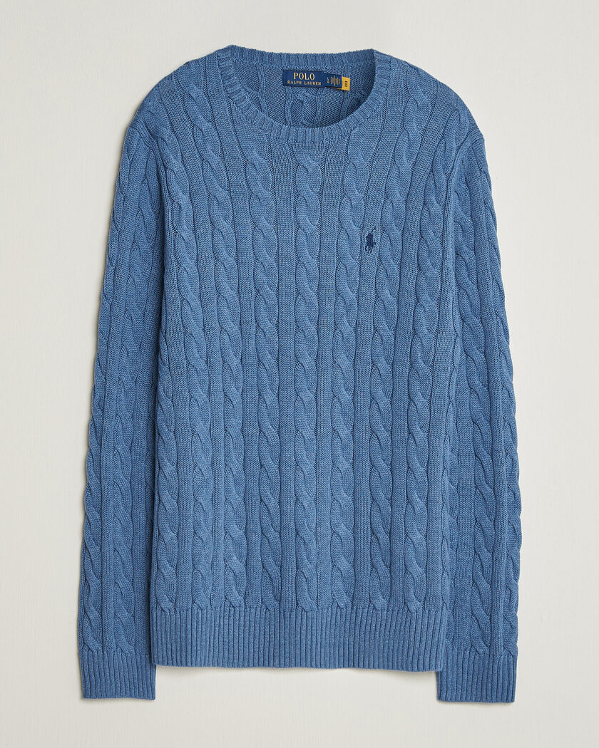 Polo Ralph Lauren Cotton Cable Pullover  Blue Borage Heather – Blau