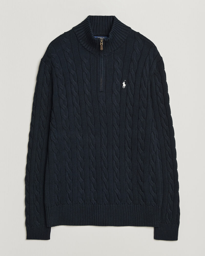 Polo Ralph Lauren Cotton Cable Half Zip Hunter Navy – Blau